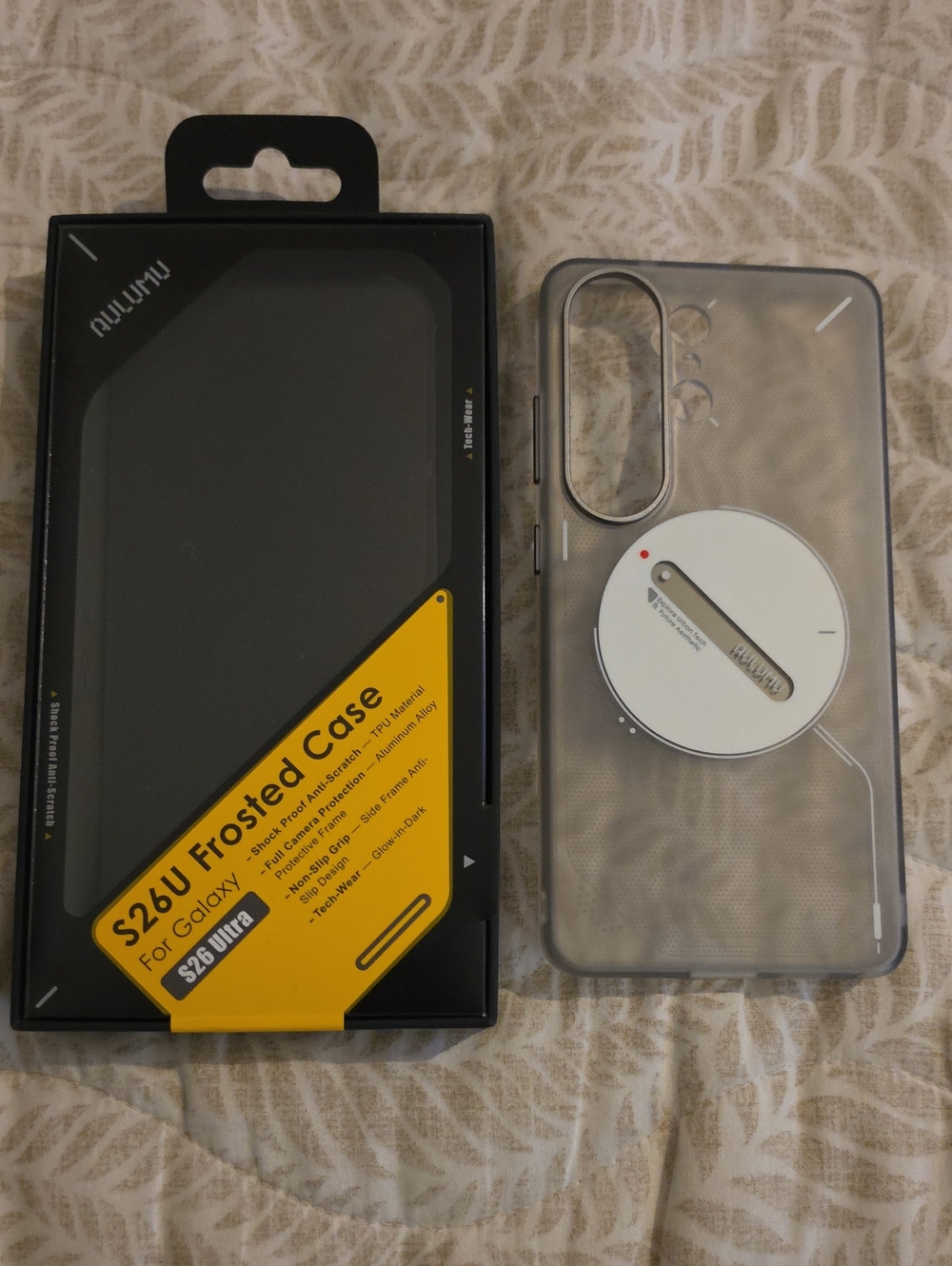 Unknown Brand Clear Frosted Phone Case with White Ring - Gray